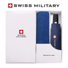 스위스밀리터리 3단 7K 완전자동 핀도트 우산 + 150g 세면타올세트