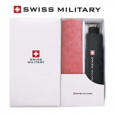 스위스밀리터리 3단 수동 핀도트 우산 + 150g 세면타올세트