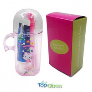 구강 세트 (휴대용 치약 + 칫솔 + 컵 세트) 전사인쇄