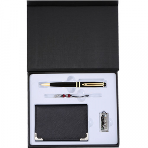 워터펜 블랙+사피아노 코너 소가죽 명함지갑+채색 송학 자개 USB