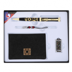 한글 볼펜+완자문 소가죽 명함지갑+한글 자개 USB 메모리 3종세트