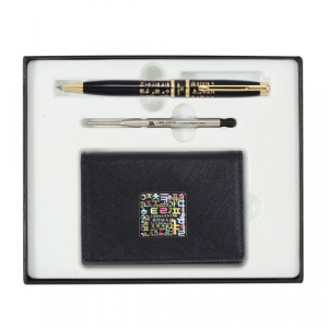 훈민정음 볼펜+리필심+한글 자개 소가죽 명함지갑