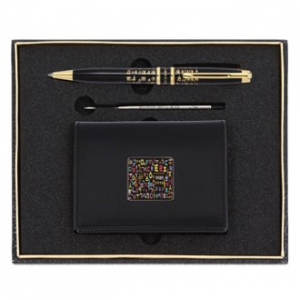 훈민정음 볼펜+리필심+한글 자개 소가죽 명함지갑