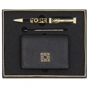 한글 볼펜+리필심+완자문 소가죽 명함지갑