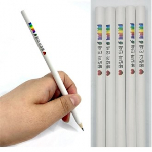 화이트 원형 미두 연필- 풀칼라 인쇄
