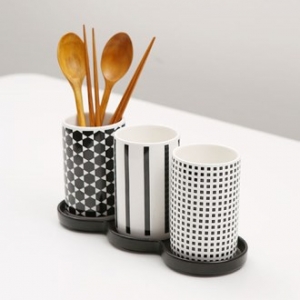 북유럽풍 노르딕 수저통 (수저통 3개+수저 받침set)