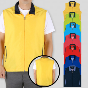 배색 카라 조끼 M-3XL, 남자 여자 조끼