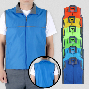 그레이 배색 카라 조끼 M-3XL, 남자 여자 조끼