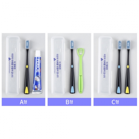 치과용 파스텔 칫솔 2P 여행용세트, 혀크리너, 치실, 여행용, 치간 칫솔세트, 페리오 치약,국산 #2