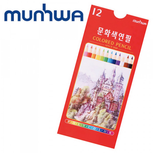 문화 색연필 12색 지함 종이 지관 / 부드럽고 선명한 색상