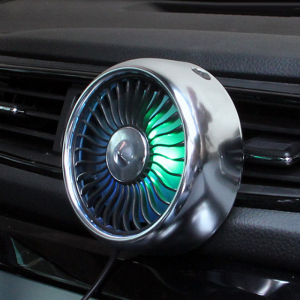 차량 송풍구 서큘레이터 LED 무드등 USB 선풍기 3단조절