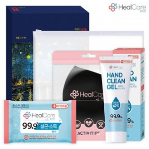 [헬케어 위생키트 15호] 패션쿨 마스크 1p+손소독 티슈 1p+손소독젤1p+반투명 지퍼 파우치 1p