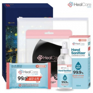 헬케어 위생키트 25호 패션 마스크 1p+손소독 물티슈 1p+손소독 스프레이 1p+반투명 지퍼 파우치 1p