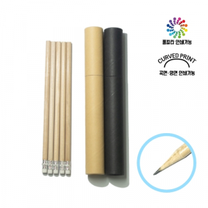 원목 원형 지우개 연필 5본입 원통 세트