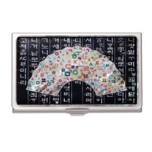 전통기념품  훈민한글 부채 자개 명함케이스