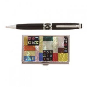 자개 프리미엄 볼펜 실버+한글 조각보 자개 명함