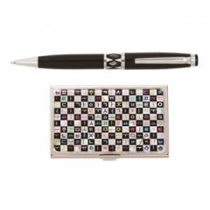 자개 프리미엄 볼펜 실버+한글 나라 자개 명함