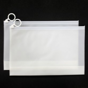 원형 고리 유백색 PVC  슬라이드 지퍼백 250x165x30