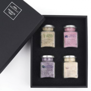 프리미엄 소금 선물세트 4P 함초 소금, 복분자 소금, 블루베리 소금, 마늘 소금 // 쇼핑백포함