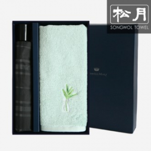 송월 CM 3단 모던 체크 우산 1p + 호텔 플라워스 타올 1p