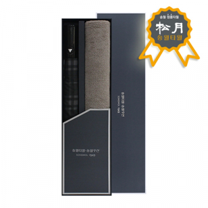 송월 2매 콤보세트 11 (SWU 2단 모던체크 우산 1개+빌라 150g 30수 호텔타월 1매 세트)