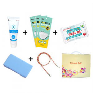 방역선물 신세트1/위생용품 신세트1/[KF94마스크+손소독제+물티슈+마스크스트랩+하드케이스]