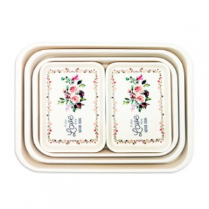 무광멜라민 직쟁반 장미 5P