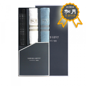 송월 3매 콤보세트7 (SWU 3단 모던체크 우산 1개+송월 노을 수건 2매)