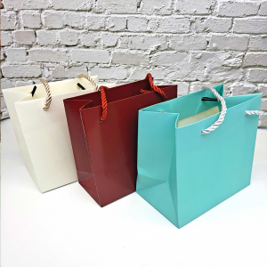 무지 쇼핑백 정사각 꼬임끈 3종 레드 아이보리 민트 택1 b0733