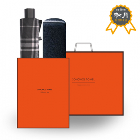 송월 SWU 3단 모던 체크 우산 + 송월 S.W 미라주 타올 O.G 세트 70 #2