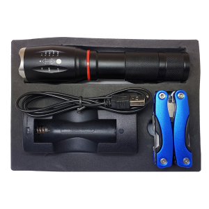 CREE줌인 C.O.B 충전 후레쉬 + 블루 다용도 공구