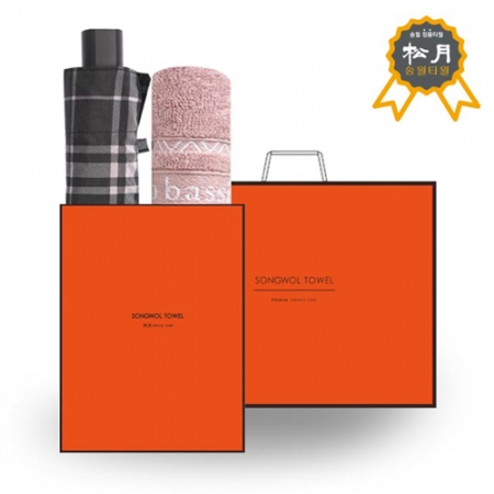 송월 S.W 3단 모던 체크 우산 + 송월 A.B 인디 타올 O.G세트92 #2