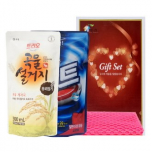 인센스 (2- 38호) 트 빨래세제리오 곡물 설거지 주방세제 (리필) 300ml, 비트 빨래세제 (리필) 300ml, 망사 수세미