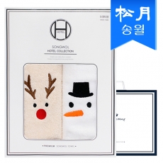[송월타올] 루돌프+눈사람+산타 타올 2매 선물세트+쇼핑백 s