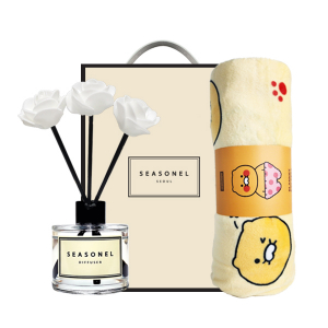 시즈넬 프리미엄 선물세트 플랑워 디퓨져 50ml 미니 로즈+카카오 무릎담요