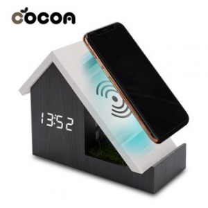 코코아 홈 무선 충전 시계 / 무선 충전 우드 시계