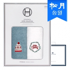 [송월타올] 크리스마스 윈터데이 항균타올 150G 2매 선물세트+쇼핑백 s