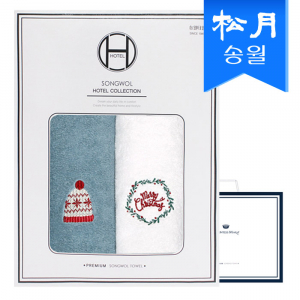 [송월타올] 크리스마스 윈터데이 항균타올 150G 2매 선물세트+쇼핑백 s