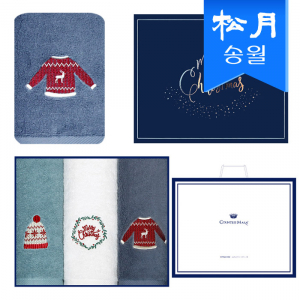 [송월타올] 크리스마스 윈터데이 항균타올 150g 3매 선물세트+쇼핑백 s