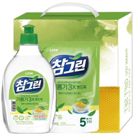 참그린 녹차 뽀드득, 수세미 2개 선물세트