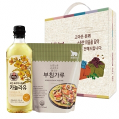 백설 카놀라유 500ml+곰표 부침가루 500g 행복선물세트