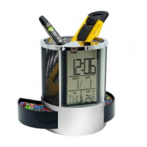 모던오피스 다기능 알록달록 연필꽂이 시계 BA138