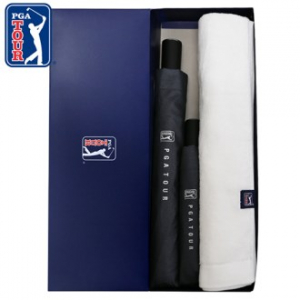 PGA 2단 자동 / 3단 완전자동 블랙 메탈 우산 + 260g 타올 1P 세트
