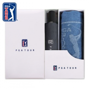 PGA 3단 완전자동 블랙 메탈 우산 + 170g 죽사 타올세트