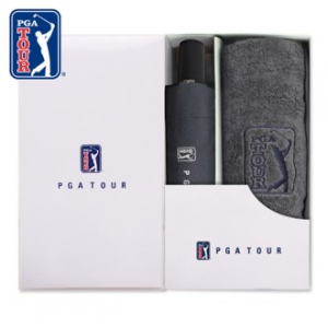 PGA 3단 완전자동 블랙 메탈 우산 + 190g 호텔타올세트