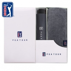 PGA 3단 수동 블랙 메탈 우산 + 260g 코마사 타올세트