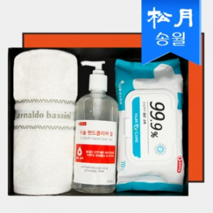 방역키트- 예방 클린 세트 E (ab인디 타올 1p+이숲 핸드 클리어겔5 500ml 1p+항균 티슈 70매 1p)
