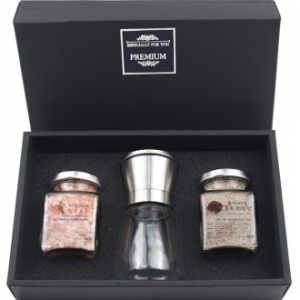 히말라야 굵은 핑크소금 + 후추 소금 + 고급 스텐 그라인더 선물세트 // 쇼핑백포함