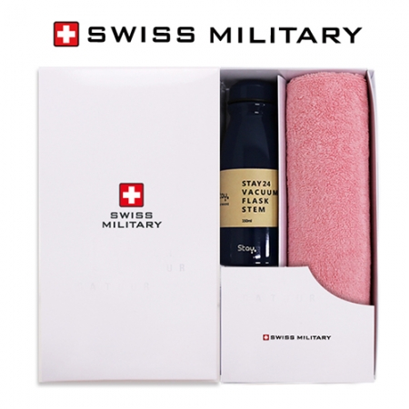 스위스밀리터리 150g 면사 타올+스테이 24 텀블러 (350ml) 세트 #2