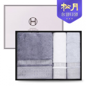 송월 격자 바스타올 + 세면타올 3P 선물세트